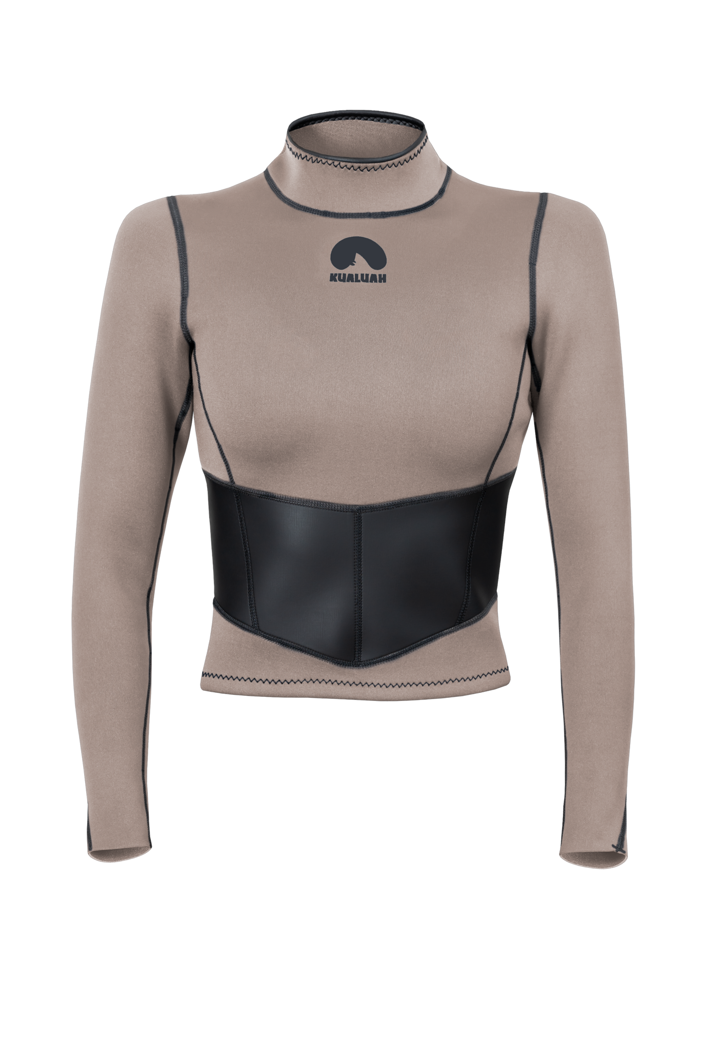 Chic and versatile sand brown Kualuah Aria neoprene top - perfect for any ocean adventures. Made with premium and eco-friendly materials for comfort and style. Get yours now.